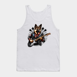 German Shepherd Playing Guitar Tank Top